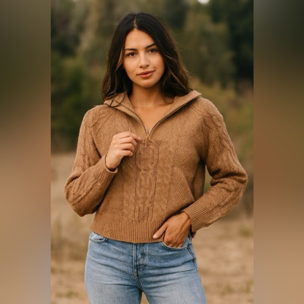 Derek Heart Brown Cable Knit Turtleneck Sweater
